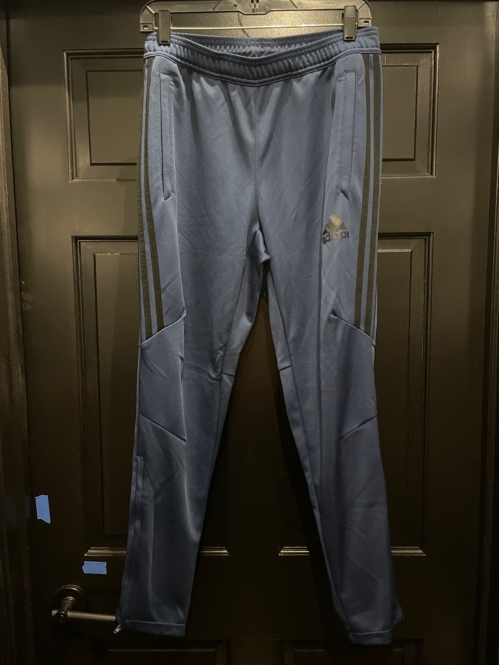 adidas Men's Slate Blue Jogger Track Pants with Black Stripes
